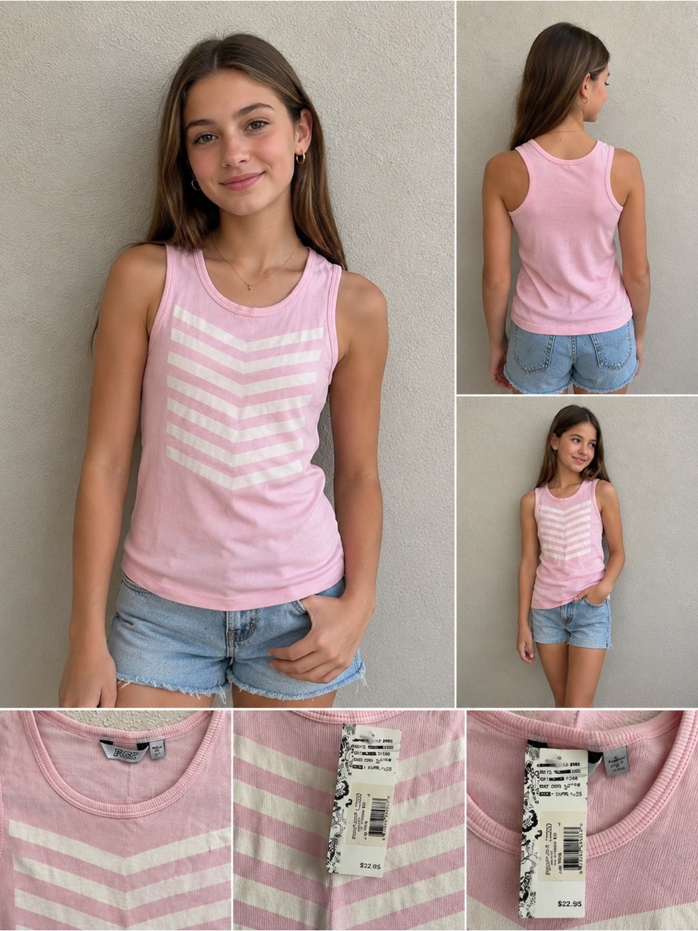 NWT GIRLS FOX TANK TOP light pink size small 1A